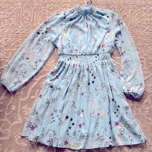 Torrid Mini Clipdot Blouson Sleeve Mock Neck Skater Dress